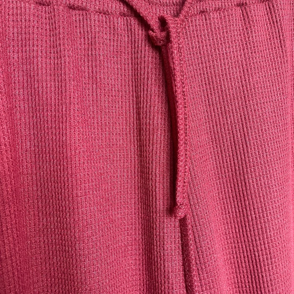 Frolitre Burgundy Waffle Knit Lounge Set Size M Wide Leg Matching Set